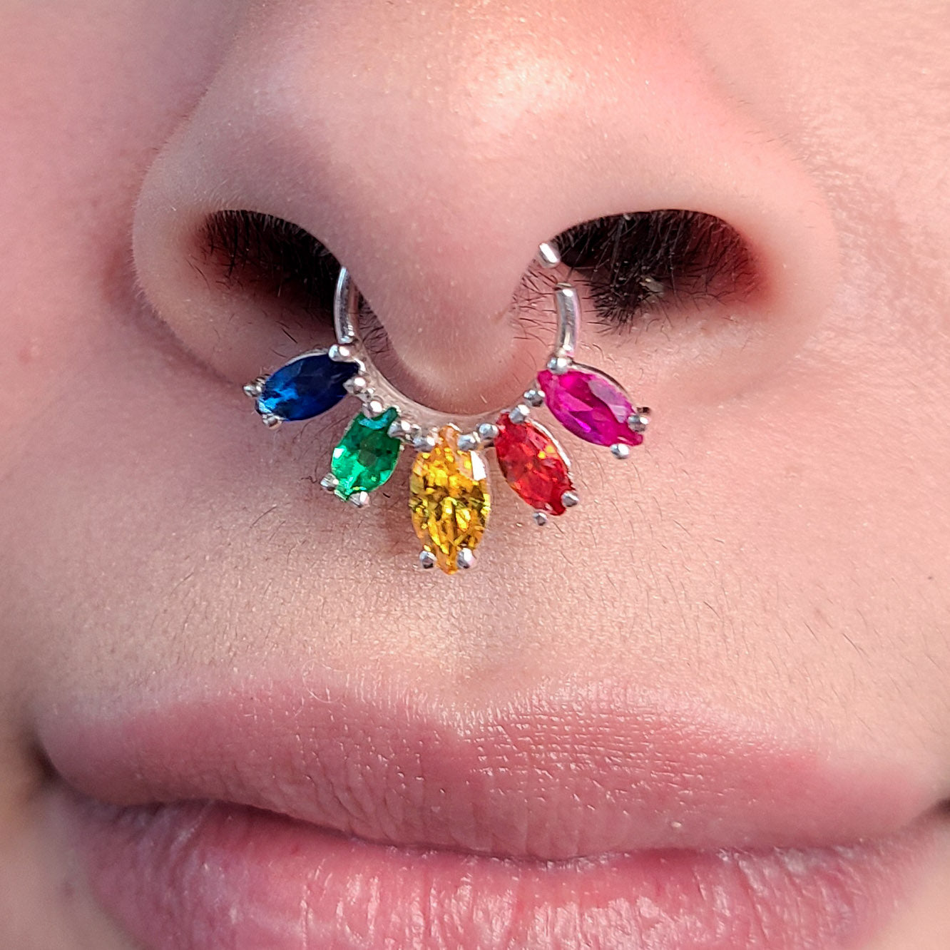 Collection of Rainbow Pride Flag Marquise Septum Piercing - Inchoo Bijoux in a gallery layout