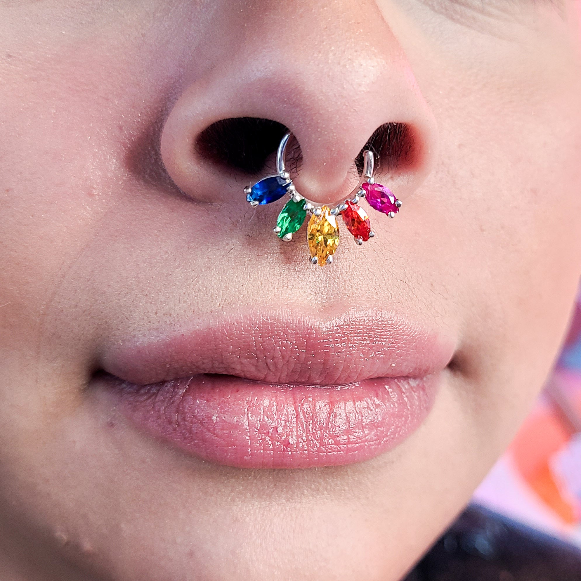 Collection of Rainbow Pride Flag Marquise Septum Piercing - Inchoo Bijoux in a gallery layout