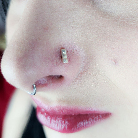 Collection of Silver Minimal Studded Bar Nose Stud-Nose Stud-Inchoo Bijoux-Inchoo Bijoux in a gallery layout