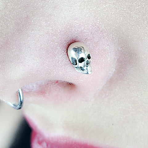 Collection of Small Silver Skull Nose Stud-Nose Stud-Inchoo Bijoux-Inchoo Bijoux in a gallery layout