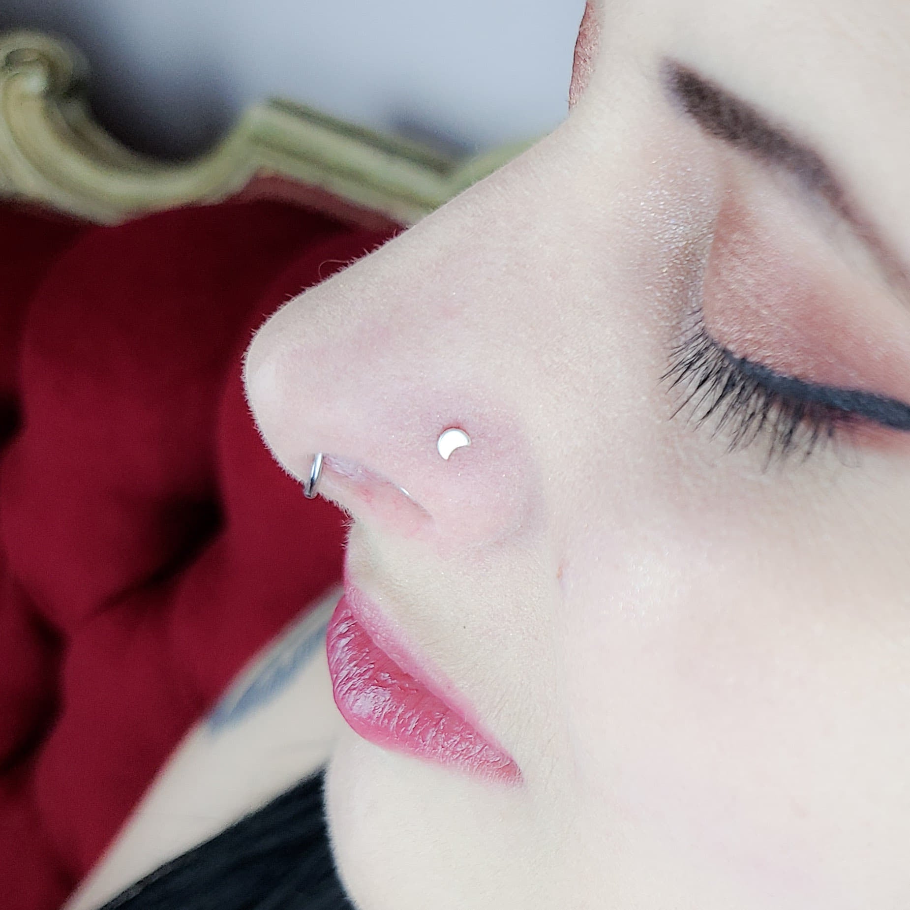 Collection of Tiny Silver Moon Nose Stud-Nose Stud-Inchoo Bijoux-Inchoo Bijoux in a gallery layout