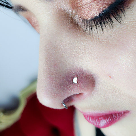 Collection of Tiny Silver Moon Nose Stud-Nose Stud-Inchoo Bijoux-Inchoo Bijoux in a gallery layout