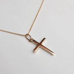 Collection of Pendentif croix minimale en or rose 10K - 14K in a gallery layout