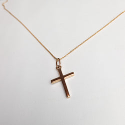 Collection of Pendentif croix minimale en or rose 10K - 14K in a gallery layout