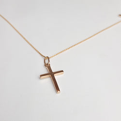 Collection of Rose Gold Minimal Cross Pendant 10K - 14K in a gallery layout