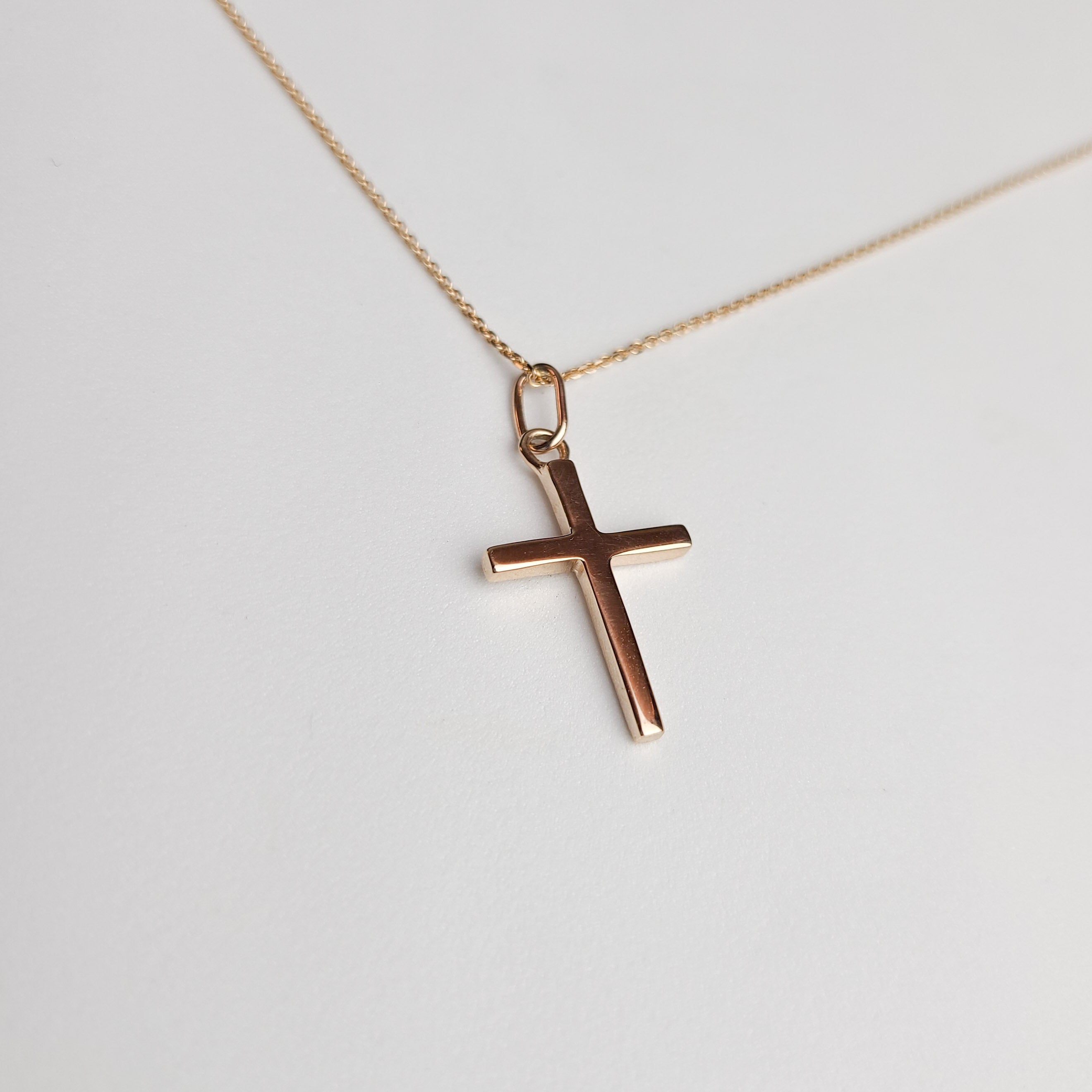 Collection of Rose Gold Minimal Cross Pendant 10K - 14K in a gallery layout