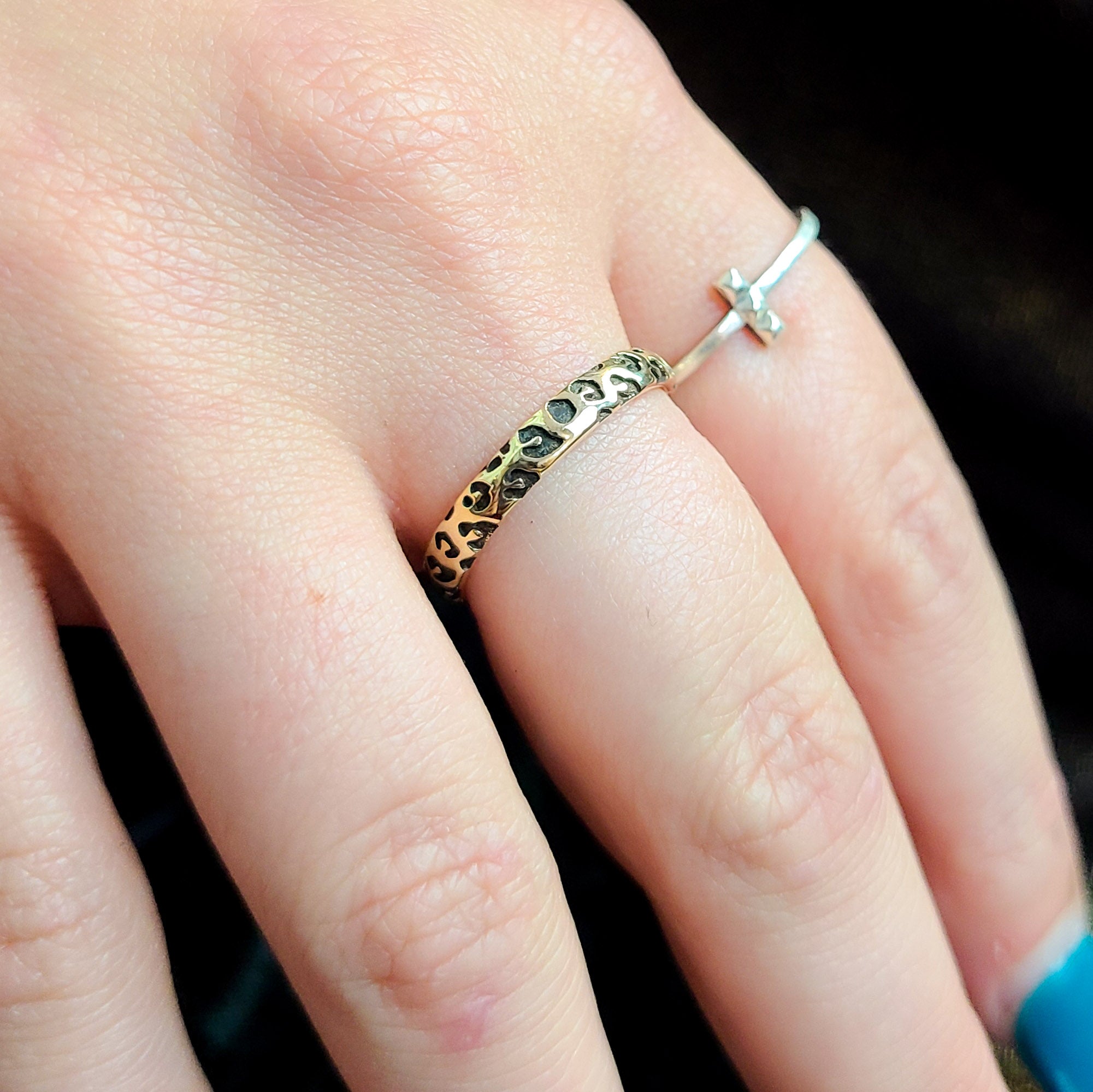 Collection of Leopard Print Ring Wedding Band - Yellow Gold in a gallery layout