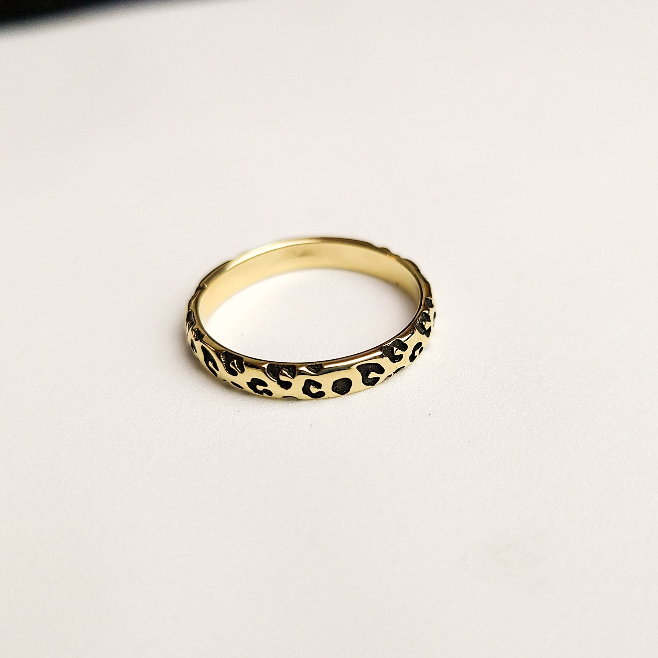 Collection of Leopard Print Ring Wedding Band - Yellow Gold in a gallery layout