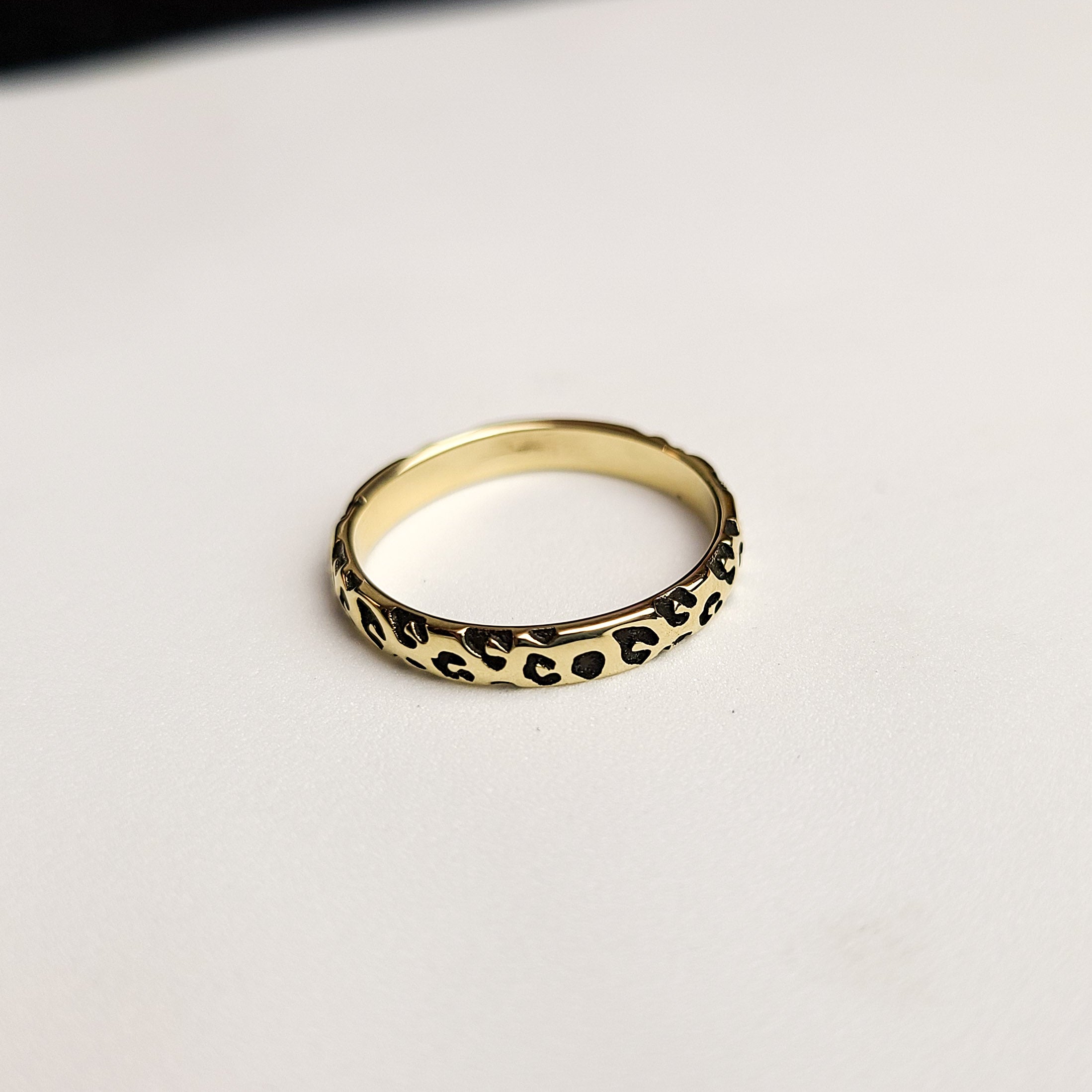 Collection of Yellow Gold Leopard Print Ring 10K - 14K in a gallery layout