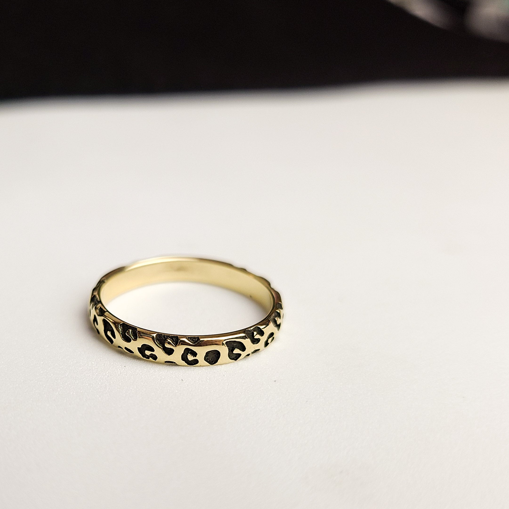 Collection of Yellow Gold Leopard Print Ring 10K - 14K in a gallery layout