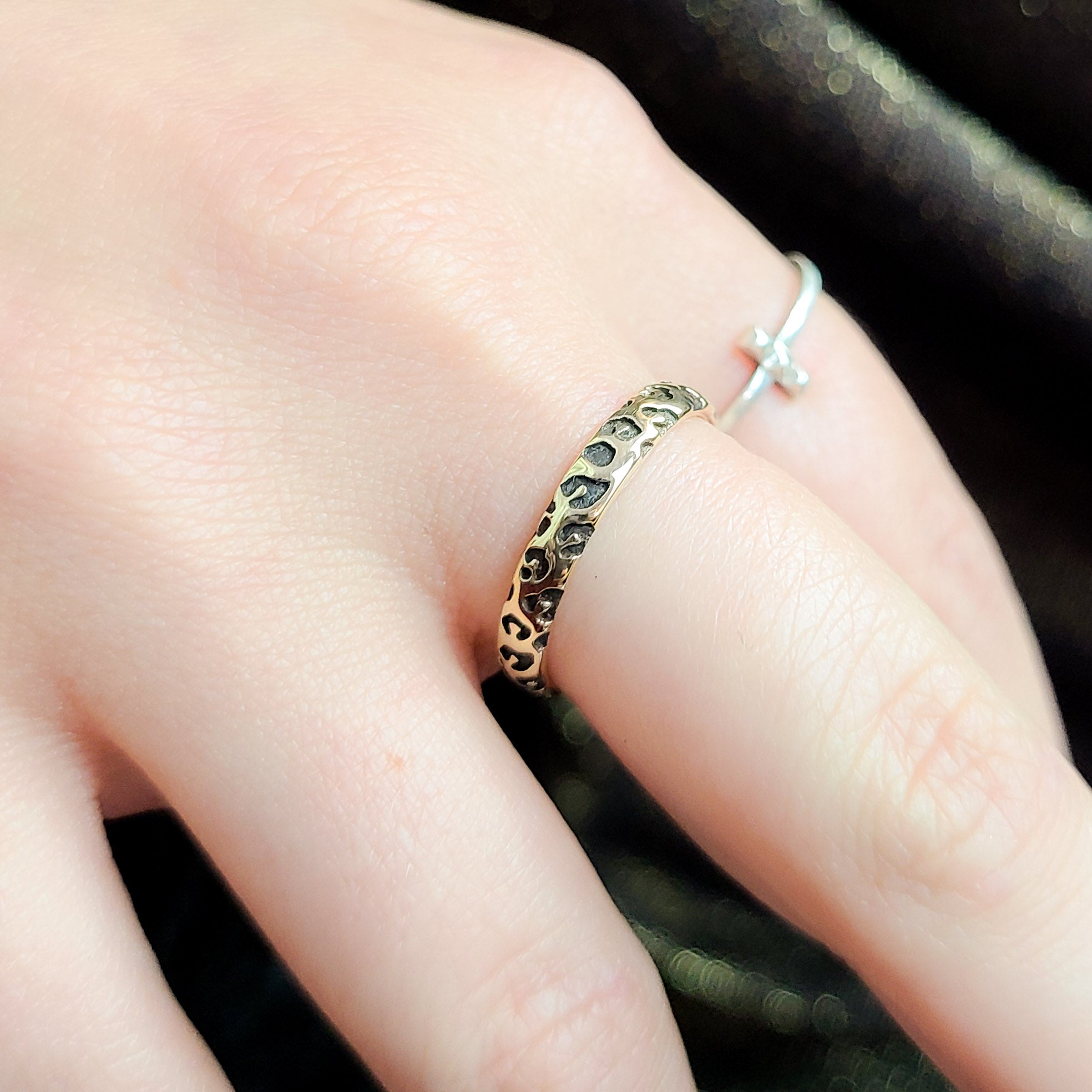 Collection of Leopard Print Ring Wedding Band - Yellow Gold in a gallery layout