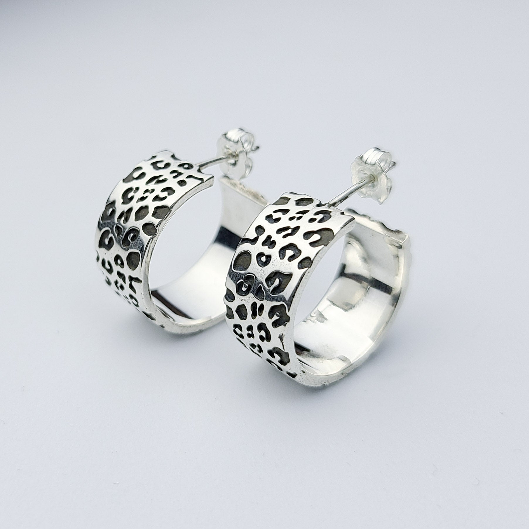 Collection of Large Wide Leopard Print Hoops in a gallery layout