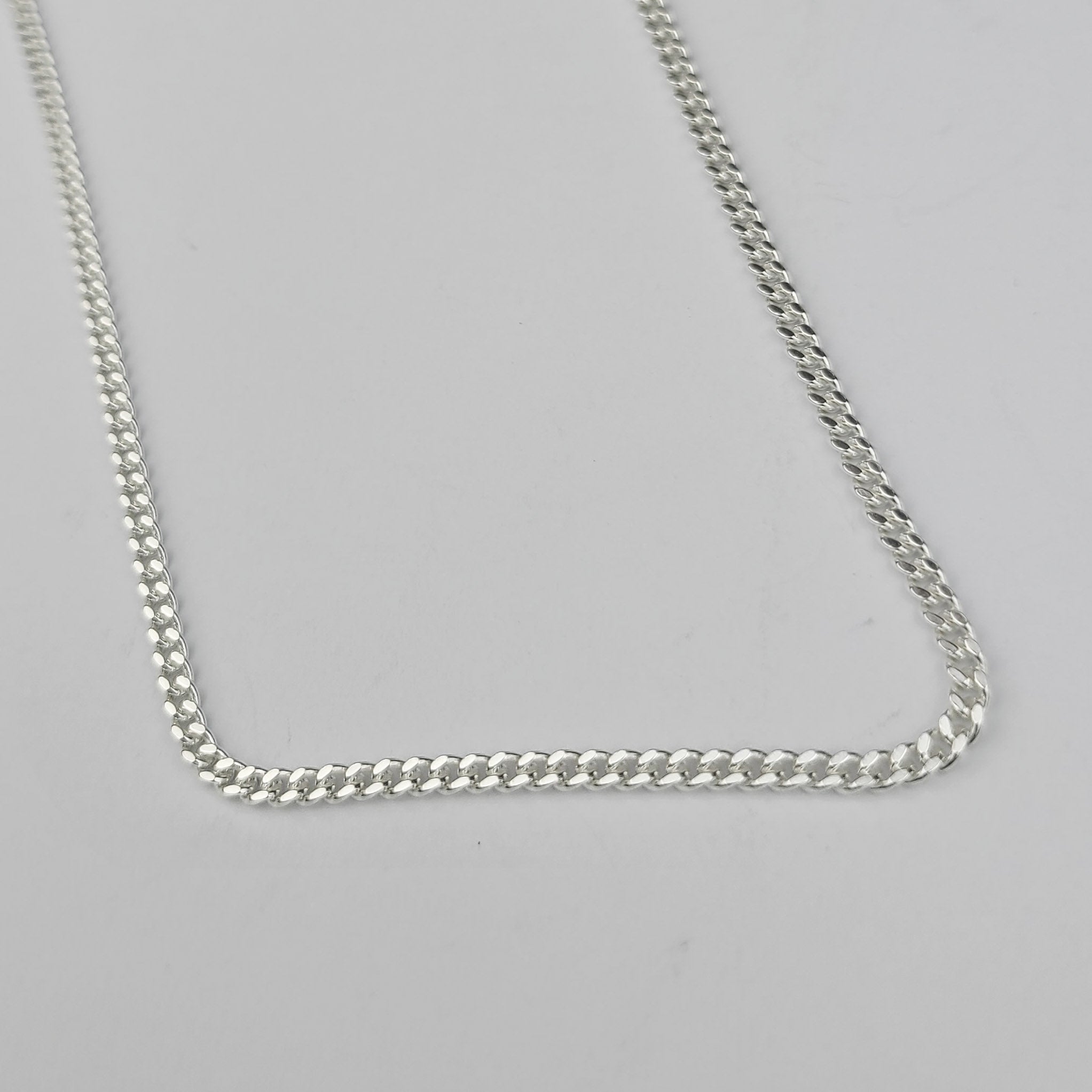 Collection of Sterling Silver 2.5mm Flat Curb Chain Necklace in a gallery layout