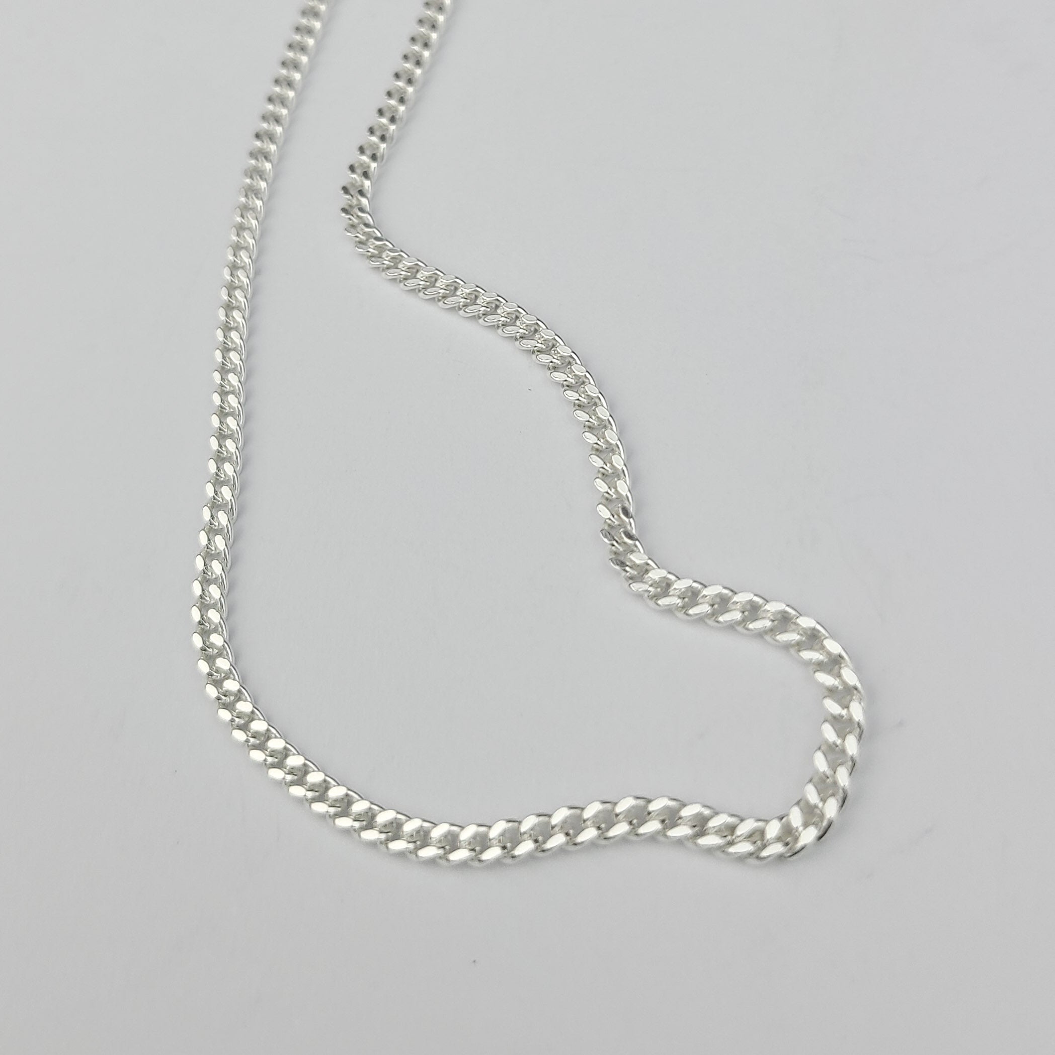 Collection of Sterling Silver 2.5mm Flat Curb Chain Necklace in a gallery layout