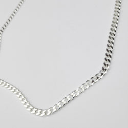 Collection of Wide 4.3mm Faceted Flat Curb Chain Necklace in Sterling Silver in a gallery layout