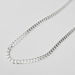 Collection of Wide 4.3mm Faceted Flat Curb Chain Necklace in Sterling Silver in a gallery layout