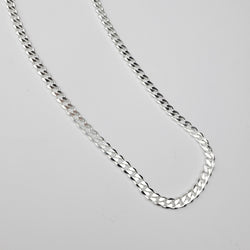 Collection of Wide 4.3mm Faceted Flat Curb Chain Necklace in Sterling Silver in a gallery layout