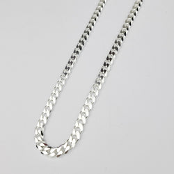 Collection of Wide 4.3mm Faceted Flat Curb Chain Necklace in Sterling Silver in a gallery layout