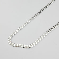 Collection of Wide 4.3mm Faceted Flat Curb Chain Necklace in Sterling Silver in a gallery layout