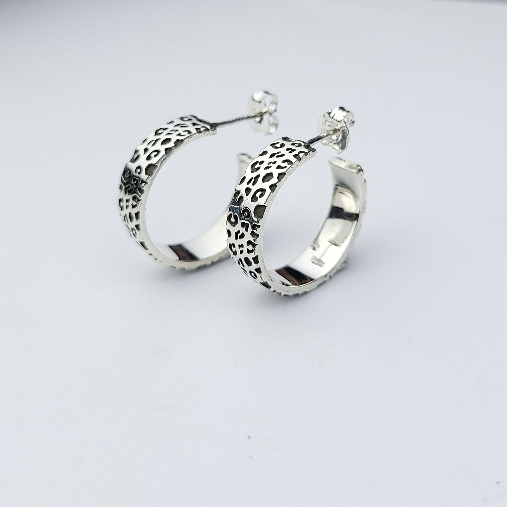 Collection of 6mm Wide Leopard Print Hoop Earrings in a gallery layout