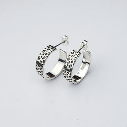 Collection of 6mm Wide Leopard Print Hoop Earrings in a gallery layout