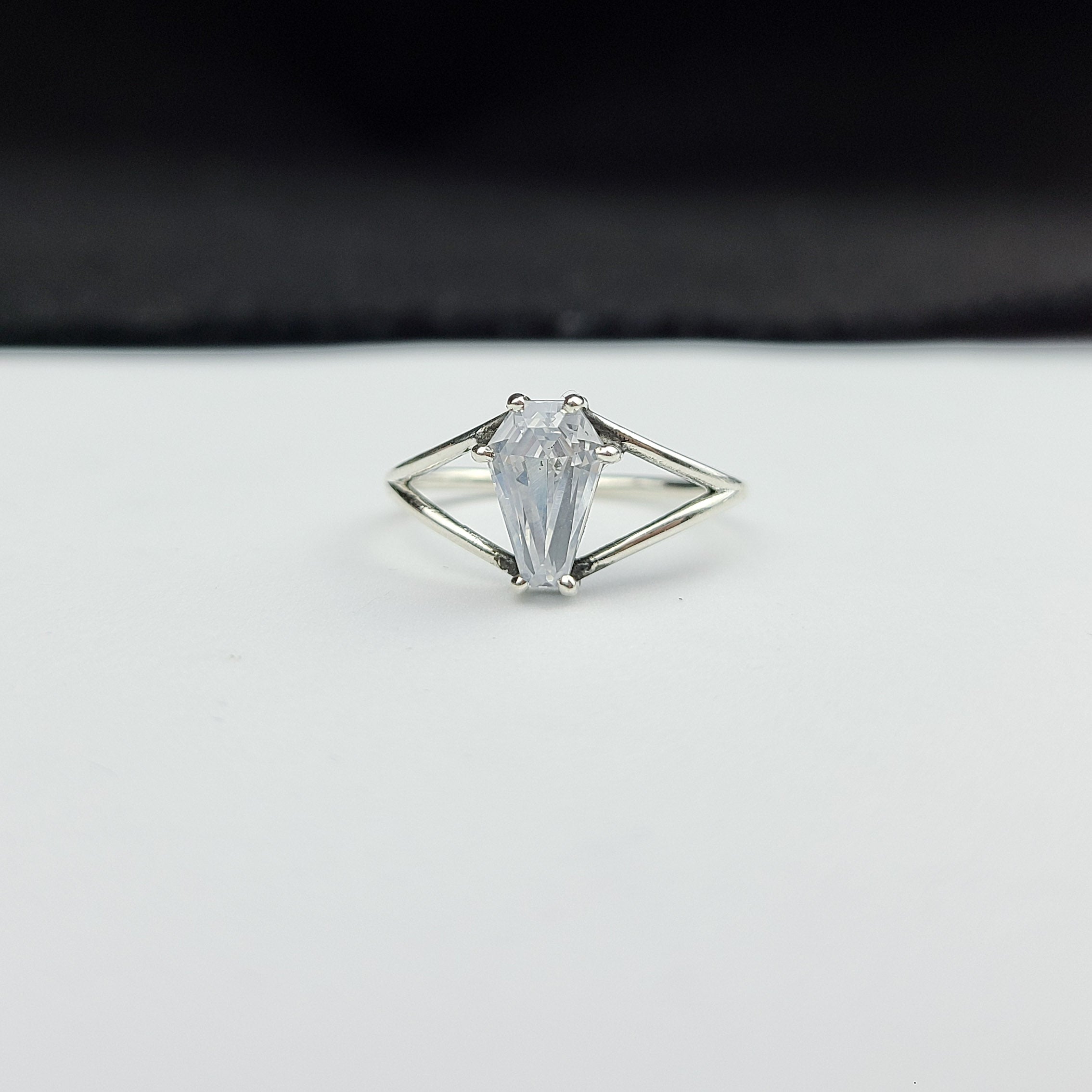 Non Diamond Coffin Engagement Ring (6x9)