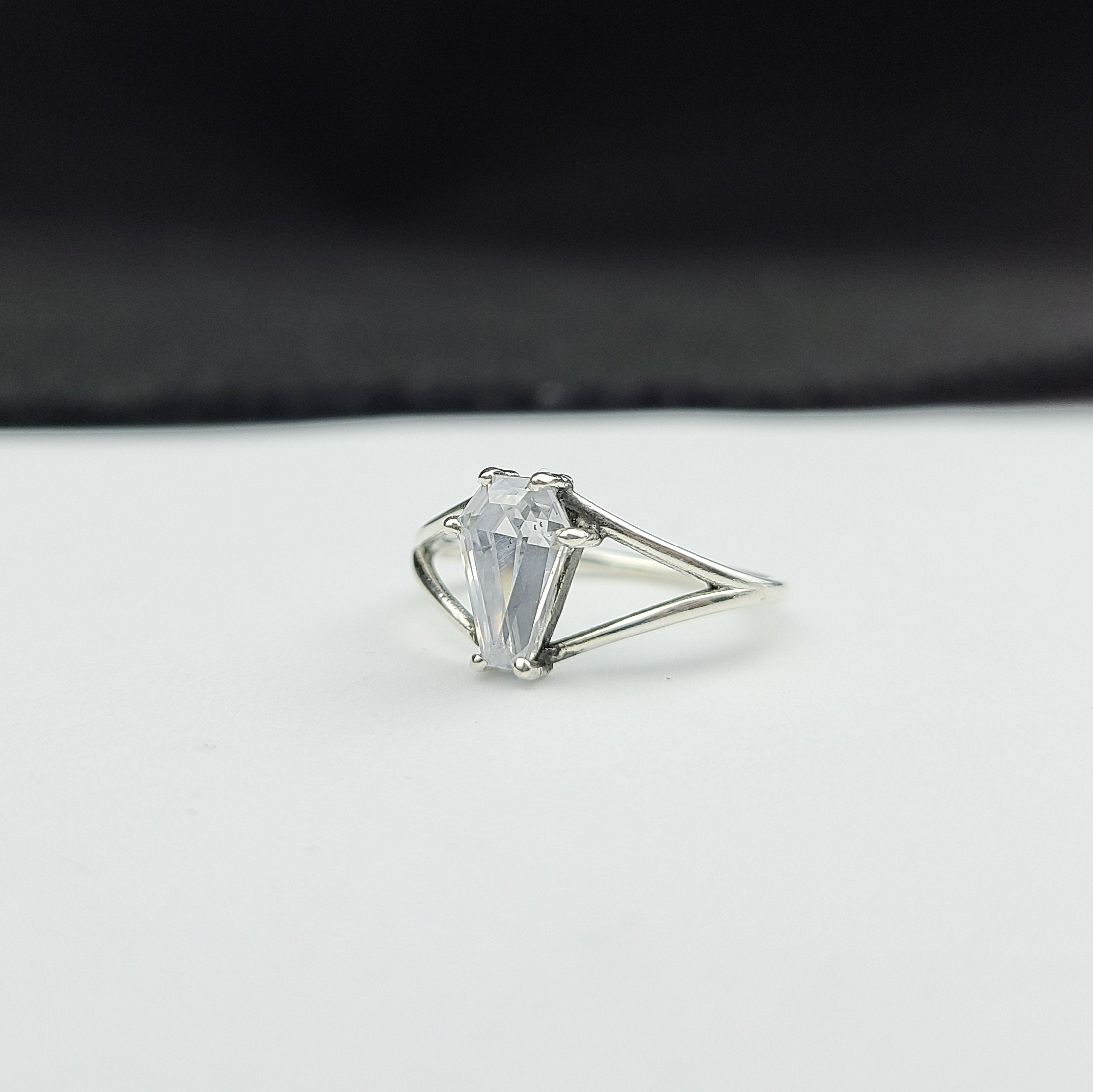 Collection of Non Diamond Coffin Engagement Ring (6x9) in a gallery layout