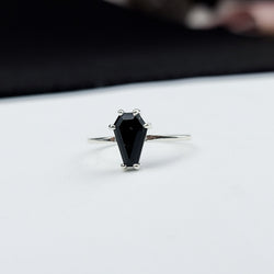 Collection of Black Coffin Ring, Halloween Engagement Ring (6x9) in a gallery layout