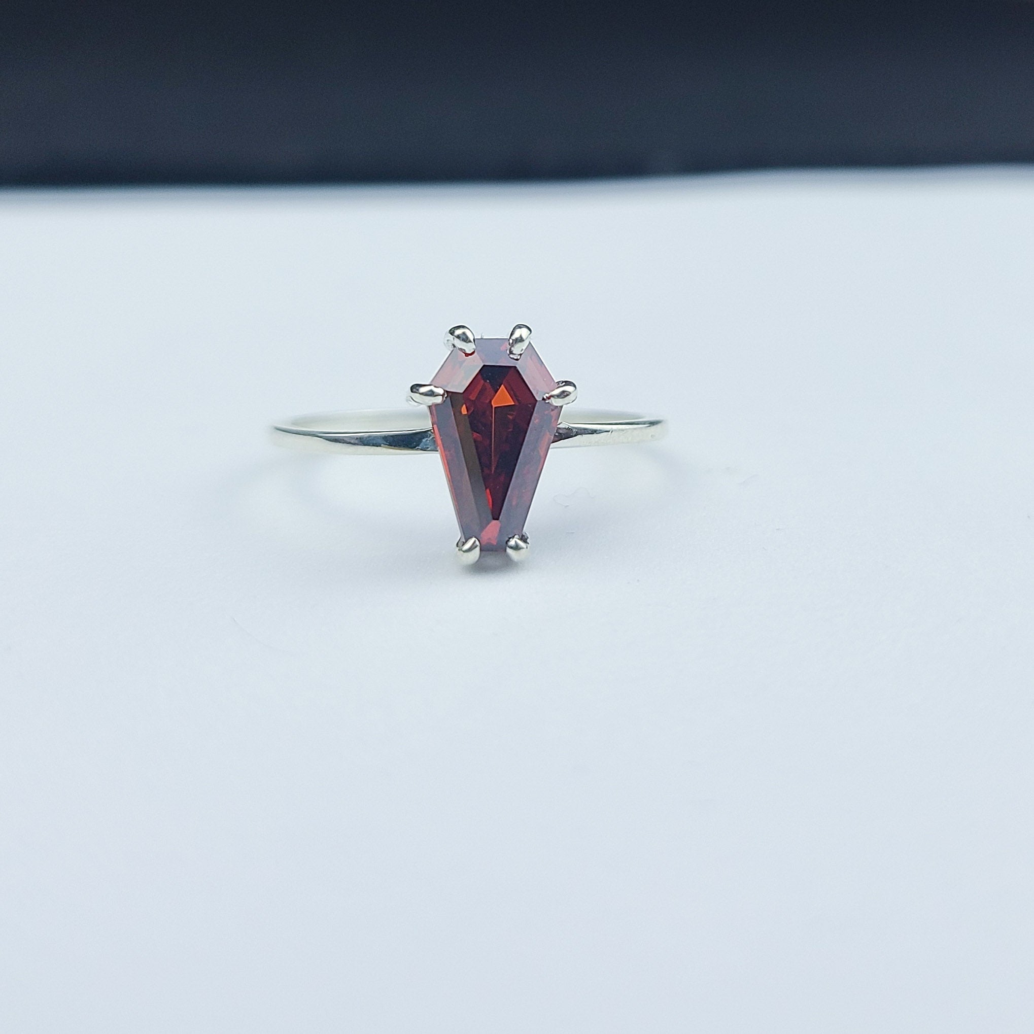 Deep Blood Red Coffin Ring (6x9)