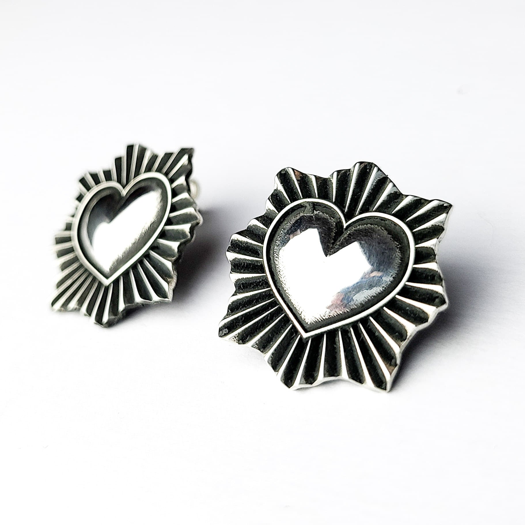 Collection of Silver Sacred Heart Stud Earrings-Earrings-Inchoo Bijoux-Silver-Inchoo Bijoux in a gallery layout