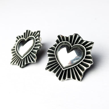 Silver Sacred Heart Stud Earrings-Earrings-Inchoo Bijoux-Silver-Inchoo Bijoux