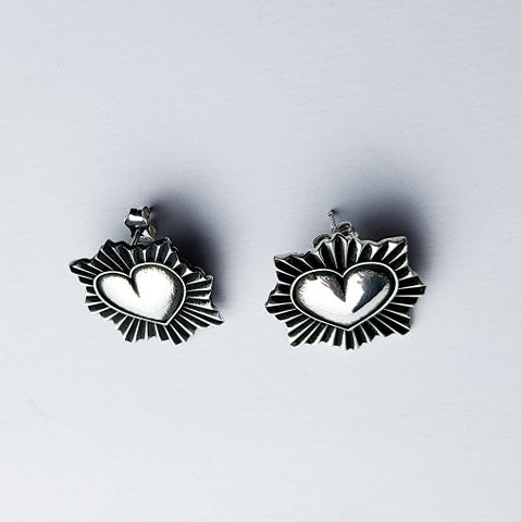 Collection of Silver Sacred Heart Stud Earrings-Earrings-Inchoo Bijoux-Silver-Inchoo Bijoux in a gallery layout