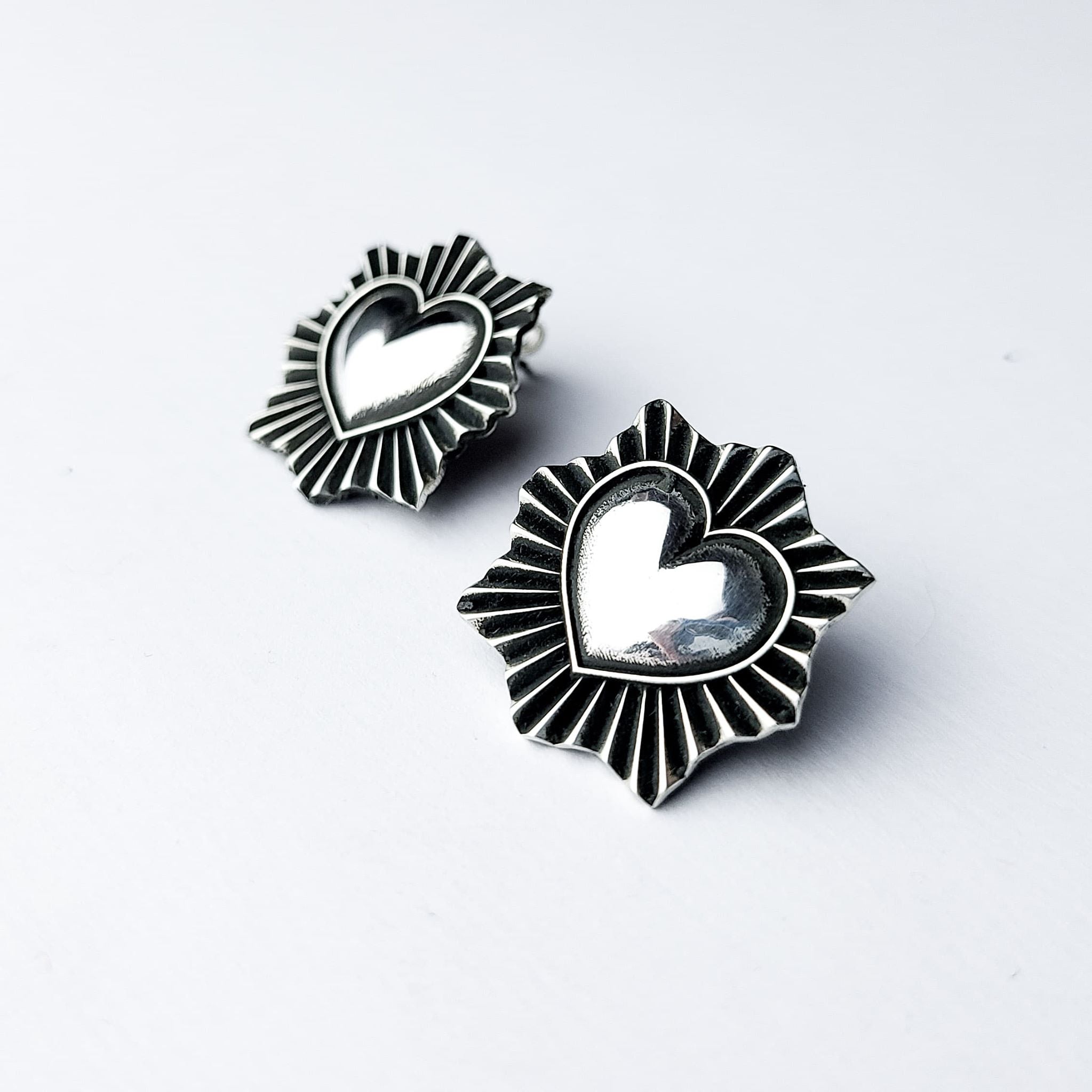 Collection of Silver Sacred Heart Stud Earrings-Earrings-Inchoo Bijoux-Silver-Inchoo Bijoux in a gallery layout