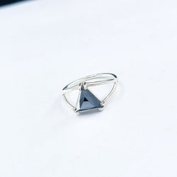 Collection of Sparkling Hematite Triangle Ring in a gallery layout