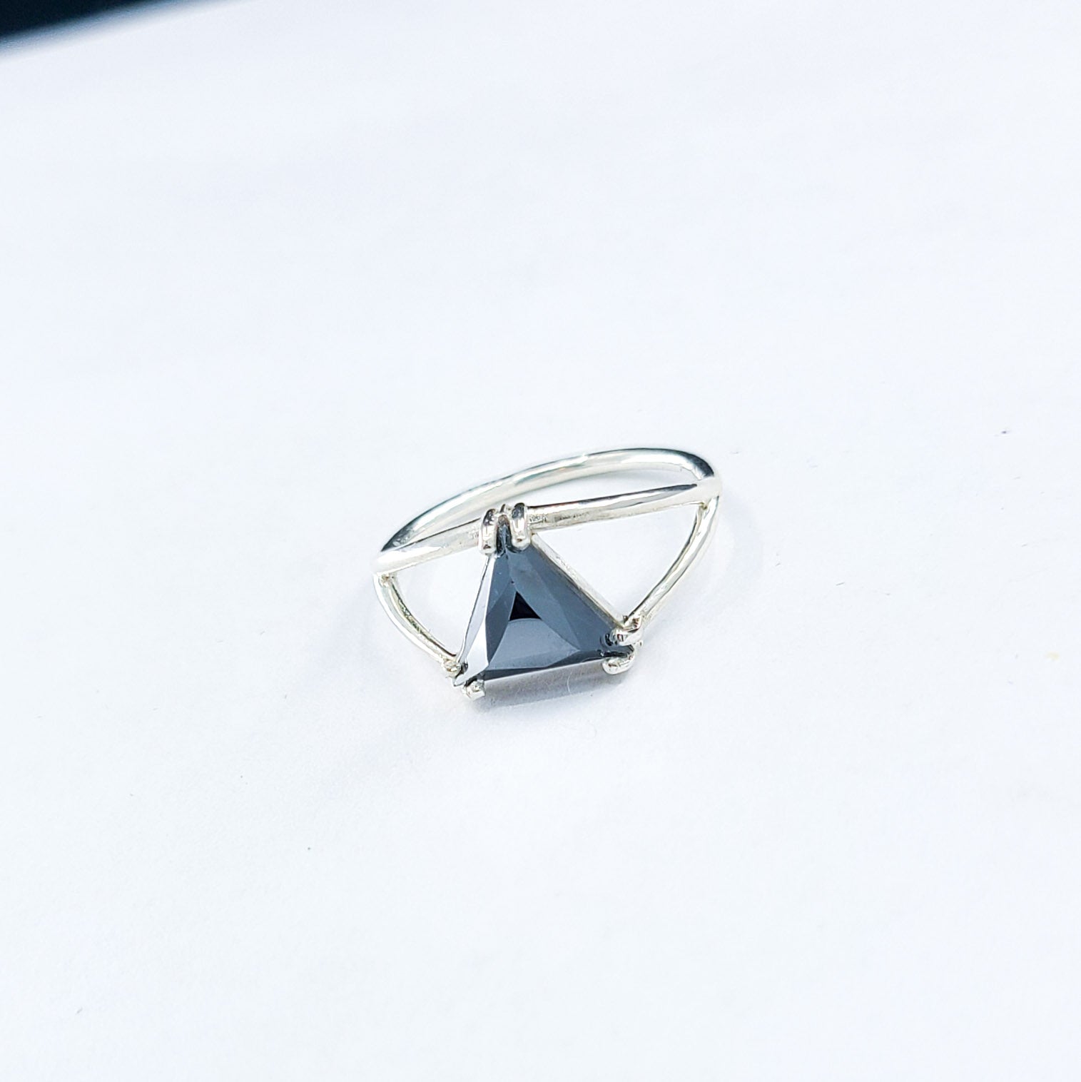 Sparkling Hematite Triangle Ring