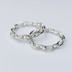 Collection of Thick Silver Chain Ring in a gallery layout