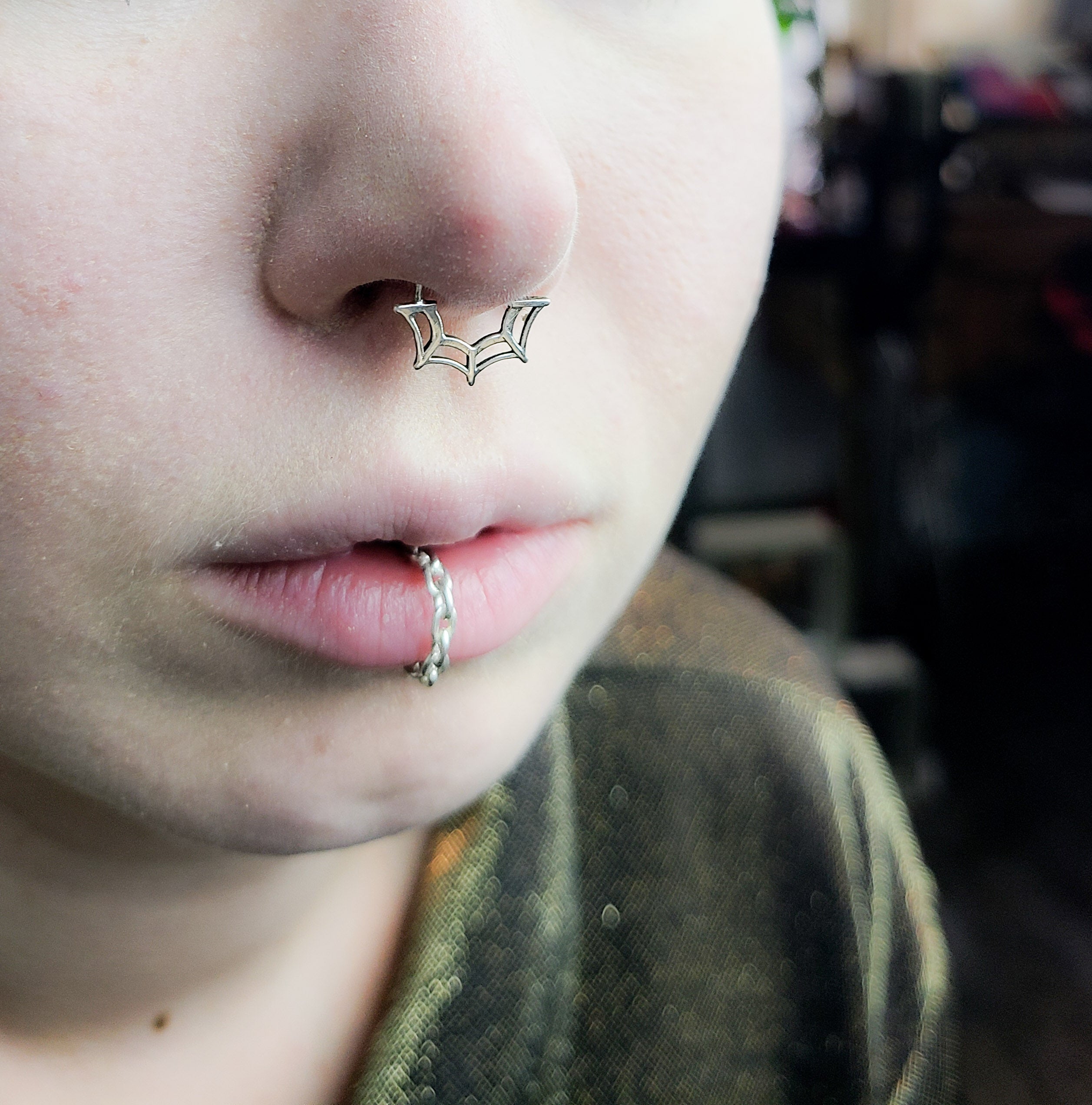 Collection of Spiderweb Nose Ring Septum Piercing in a gallery layout