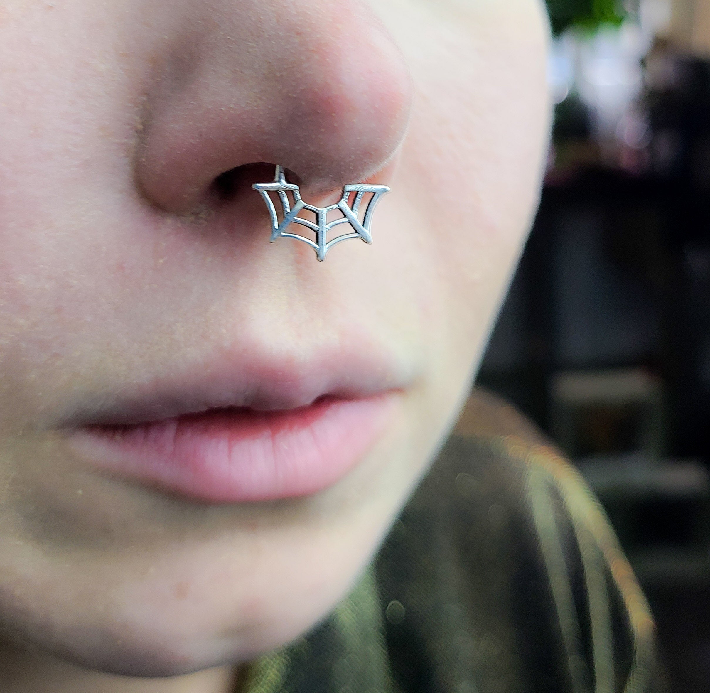 Collection of Spider Web Halloween Septum Piercing in a gallery layout