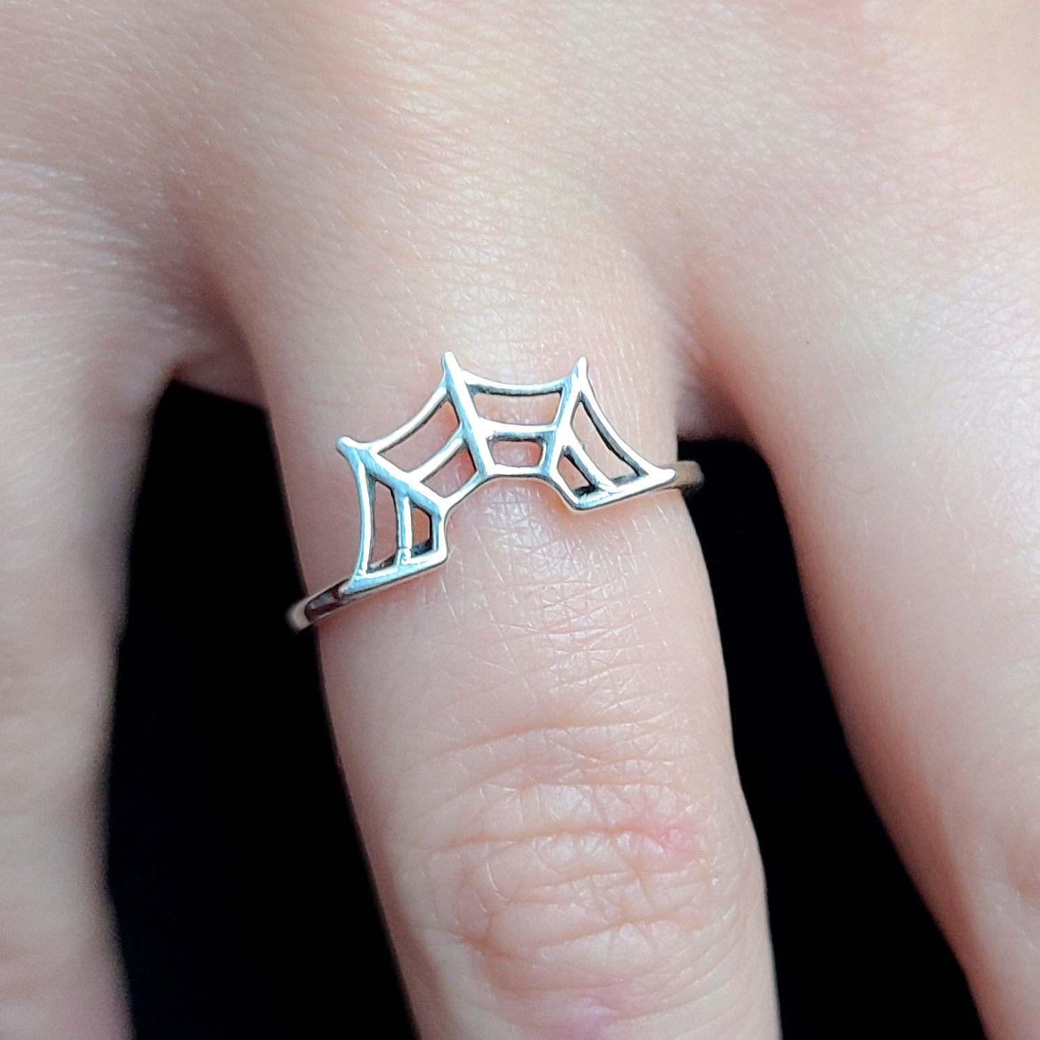 Collection of Stackable Spider web Ring in a gallery layout