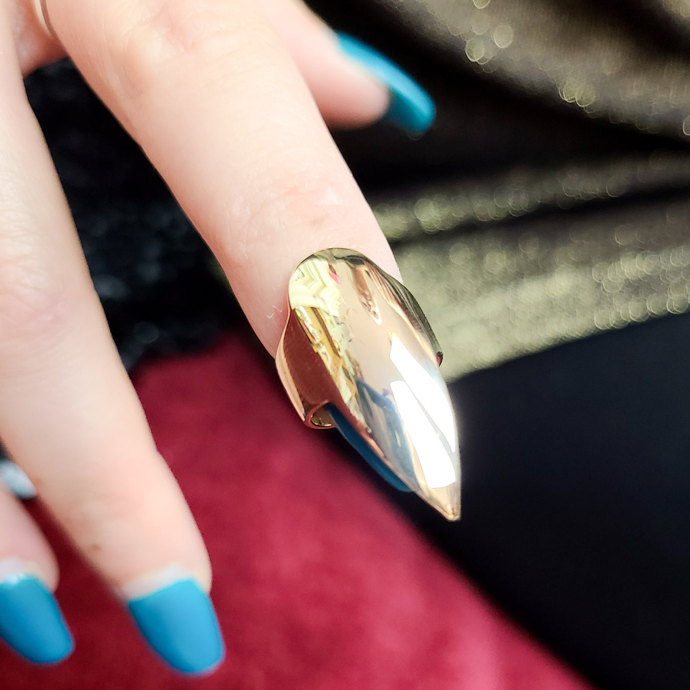 Solid Gold Claw Fake Nail Ring