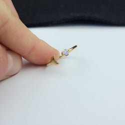 Collection of Yellow Gold Rainbow Moonstone Moon Crescent Ring 10K - 14K in a gallery layout