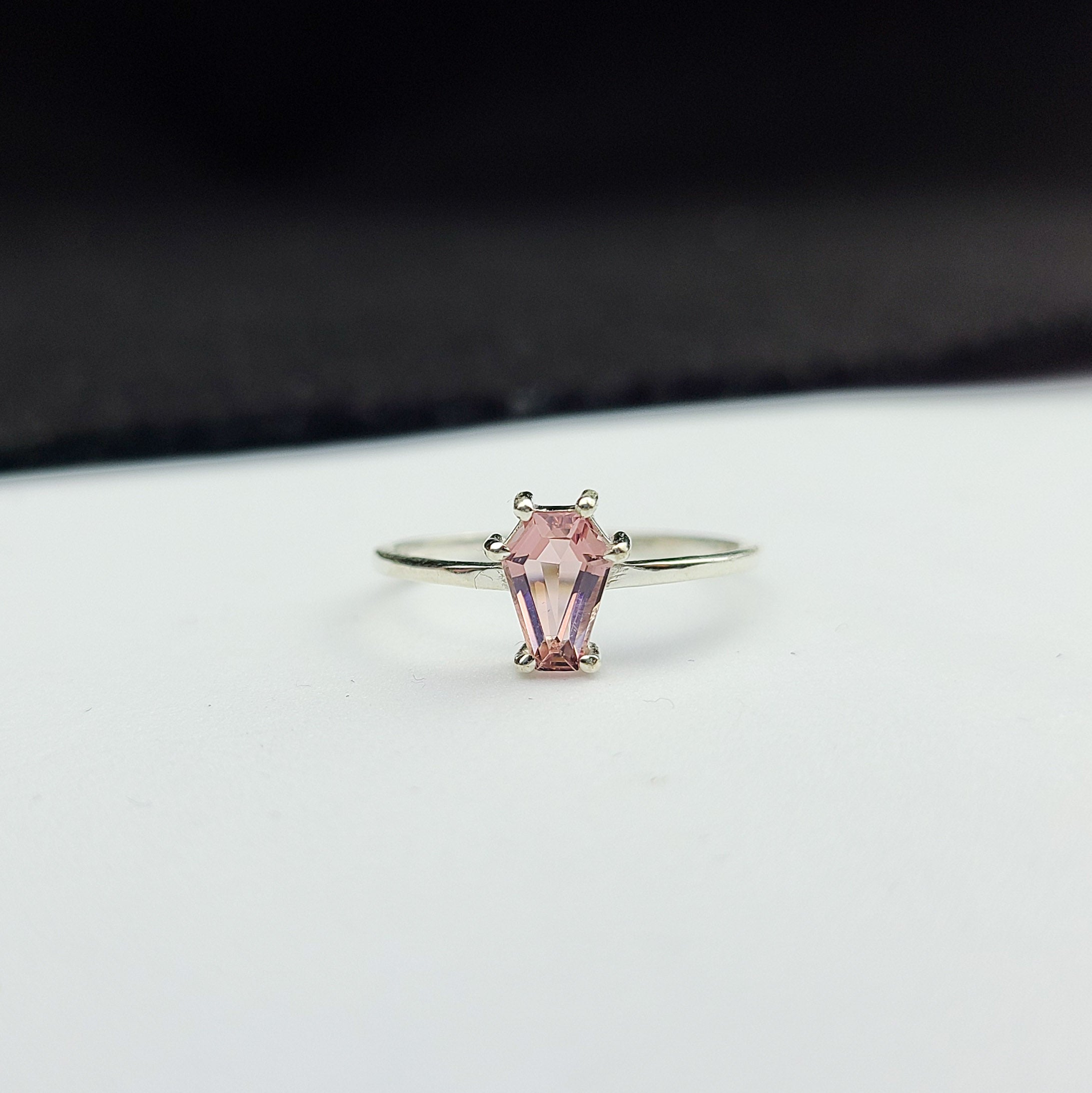 Dust Pink Coffin Gemstone Ring
