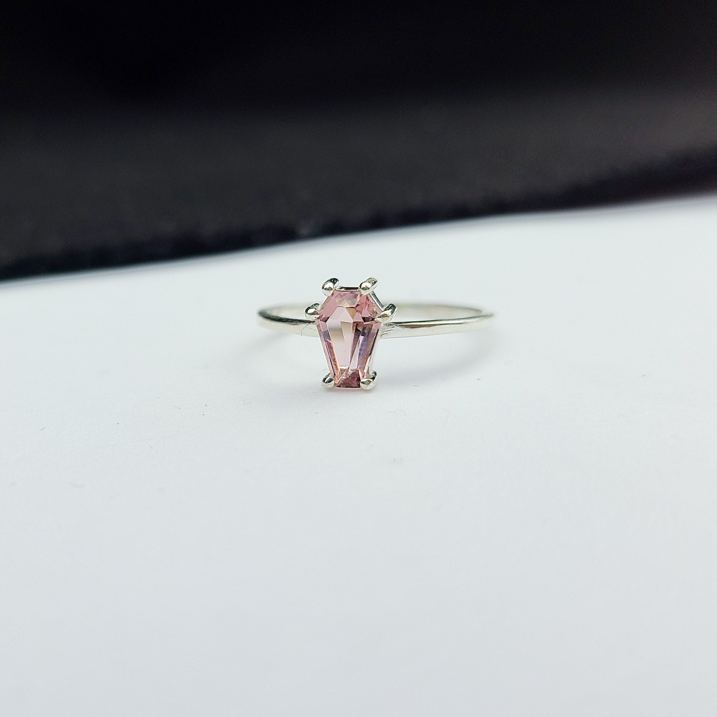 Dust Pink Coffin Gemstone Ring