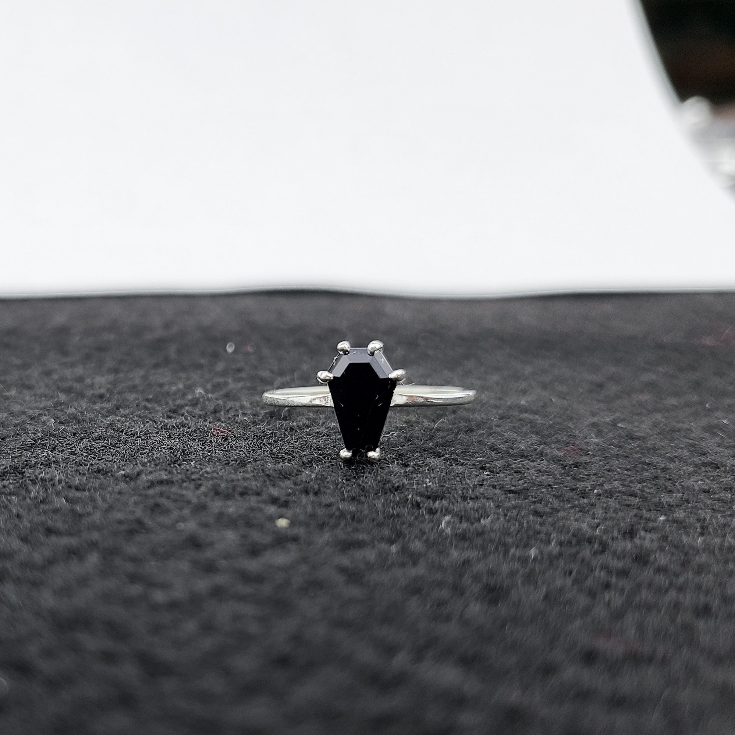 Black Coffin Engagement Ring - Inchoo Bijoux