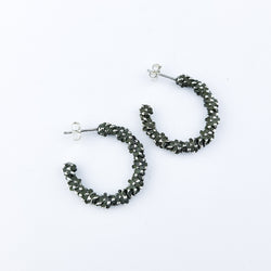 Collection of Small Textured Hoops in Sterling Silver in a gallery layout