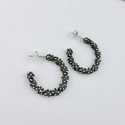 Collection of Small Textured Hoops in Sterling Silver in a gallery layout