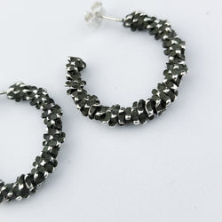 Collection of Small Textured Hoops in Sterling Silver in a gallery layout