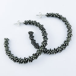 Collection of Silver Big Textured Hoops in a gallery layout