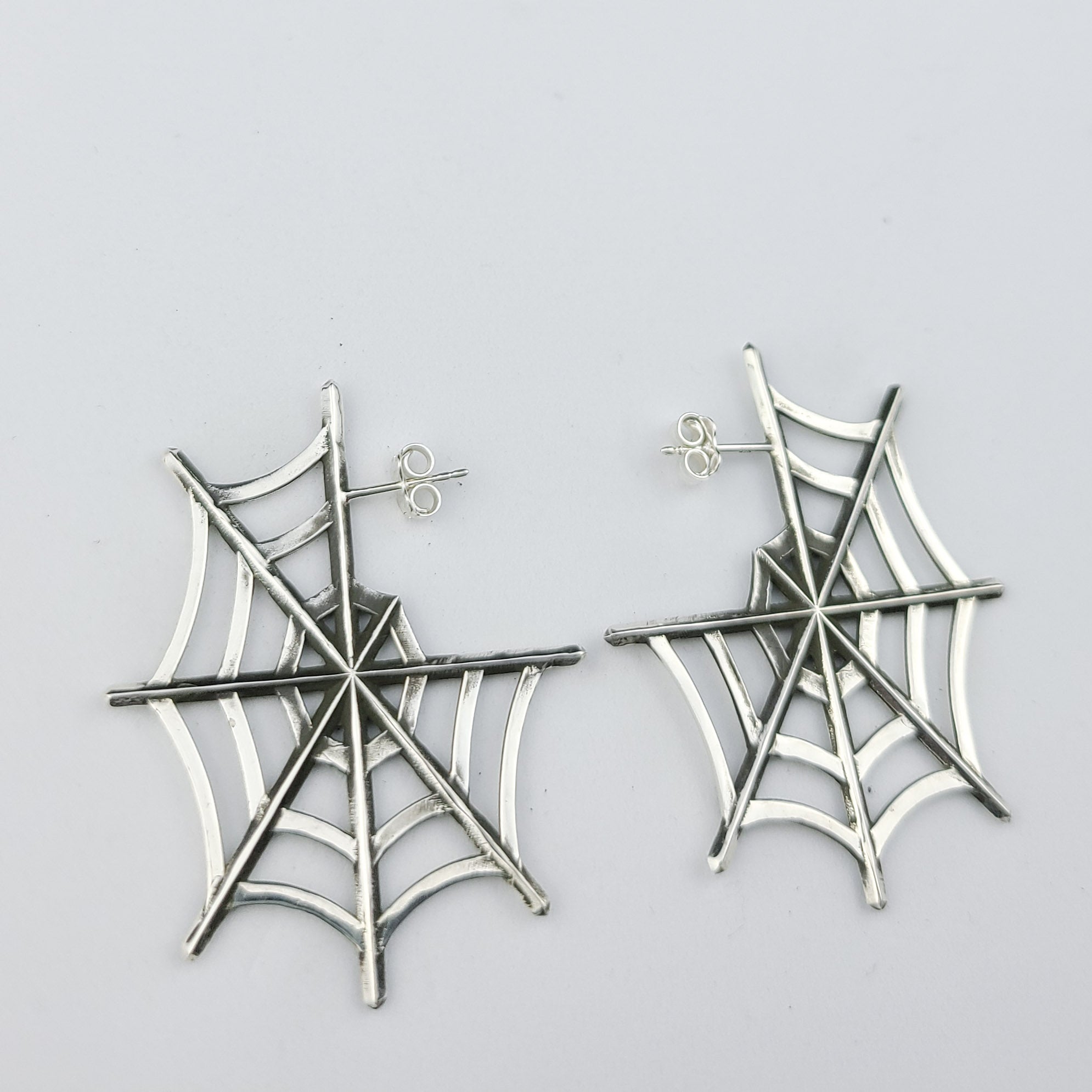 Collection of Boucles d'oreilles créoles argentées Big Spider Web in a gallery layout