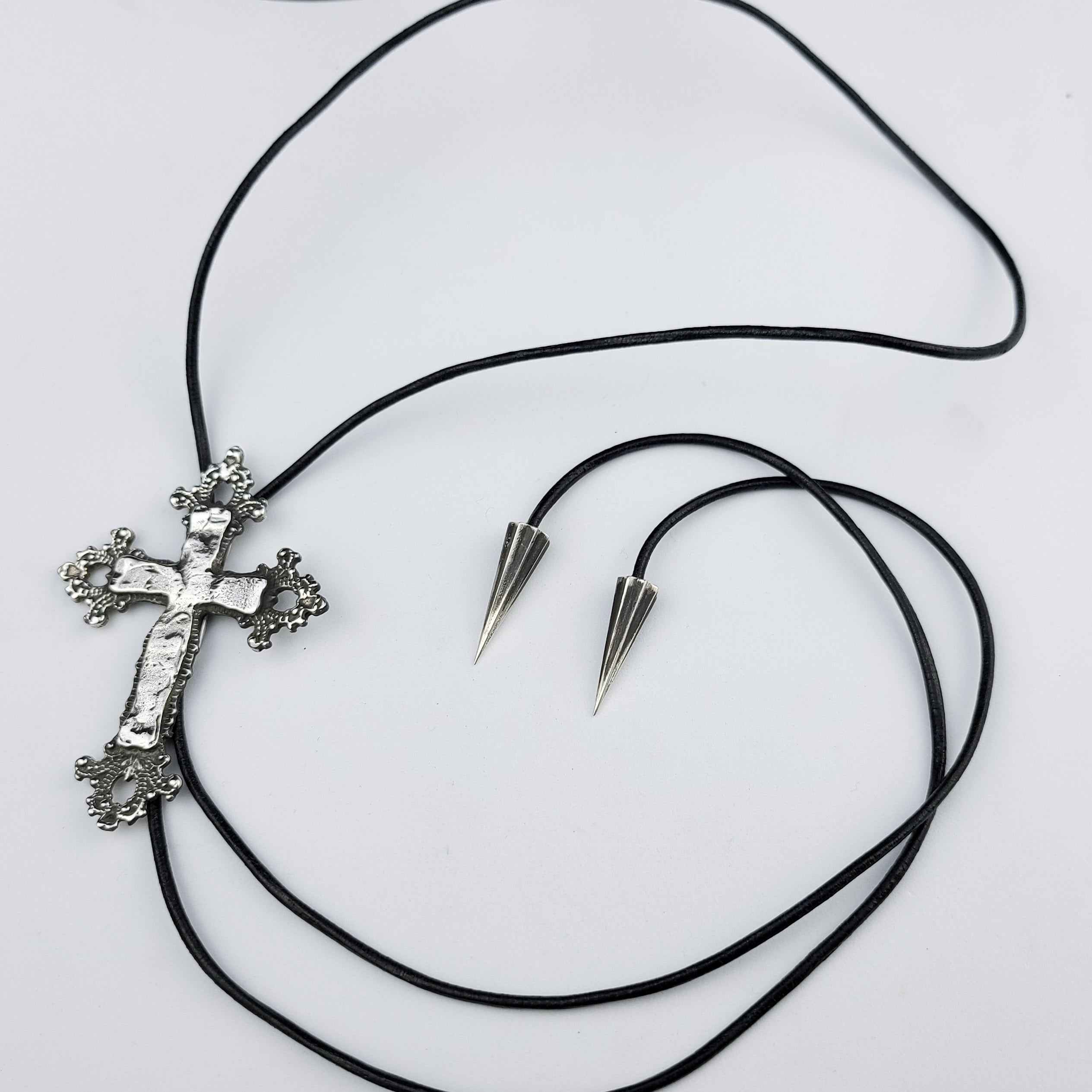 Collection of Baroque Cross String Bolo Tie in a gallery layout